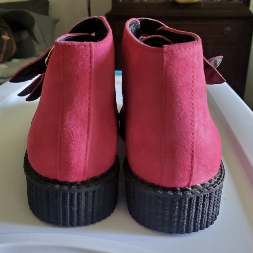 TUK Punk Hot Pink Pointed Toe Creeper Boots Women 10 / Men 8 - Picture 3 of 9